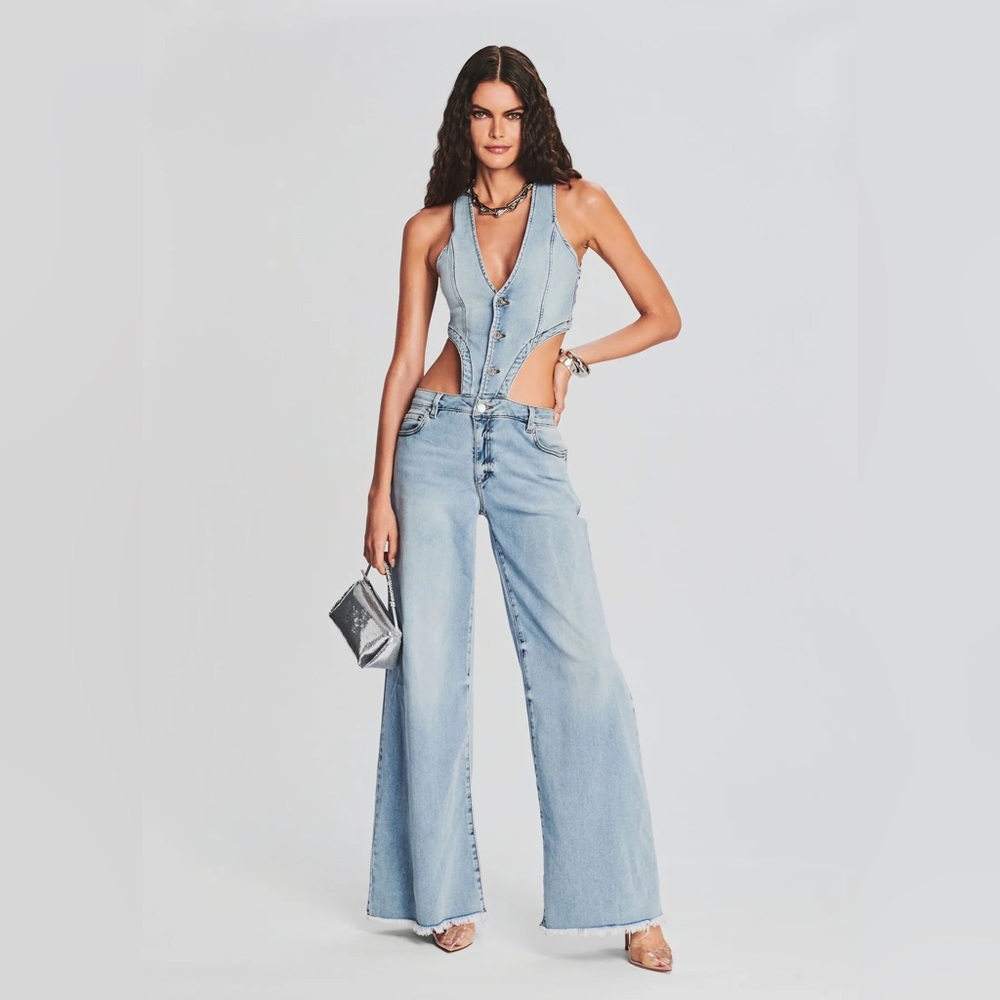 SER.O.YA Light Blue Wide Leg Jumpsuit